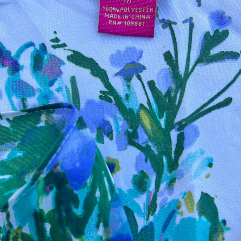 Sunny Leigh Cap Sleeves Floral Shirt Size M - Picture 5 of 6